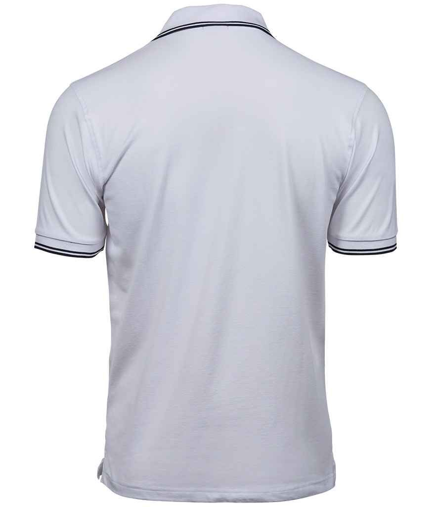 Tee Jays Luxury Stretch Tipped Polo Shirt | White/Navy - Lancashire Teamwear