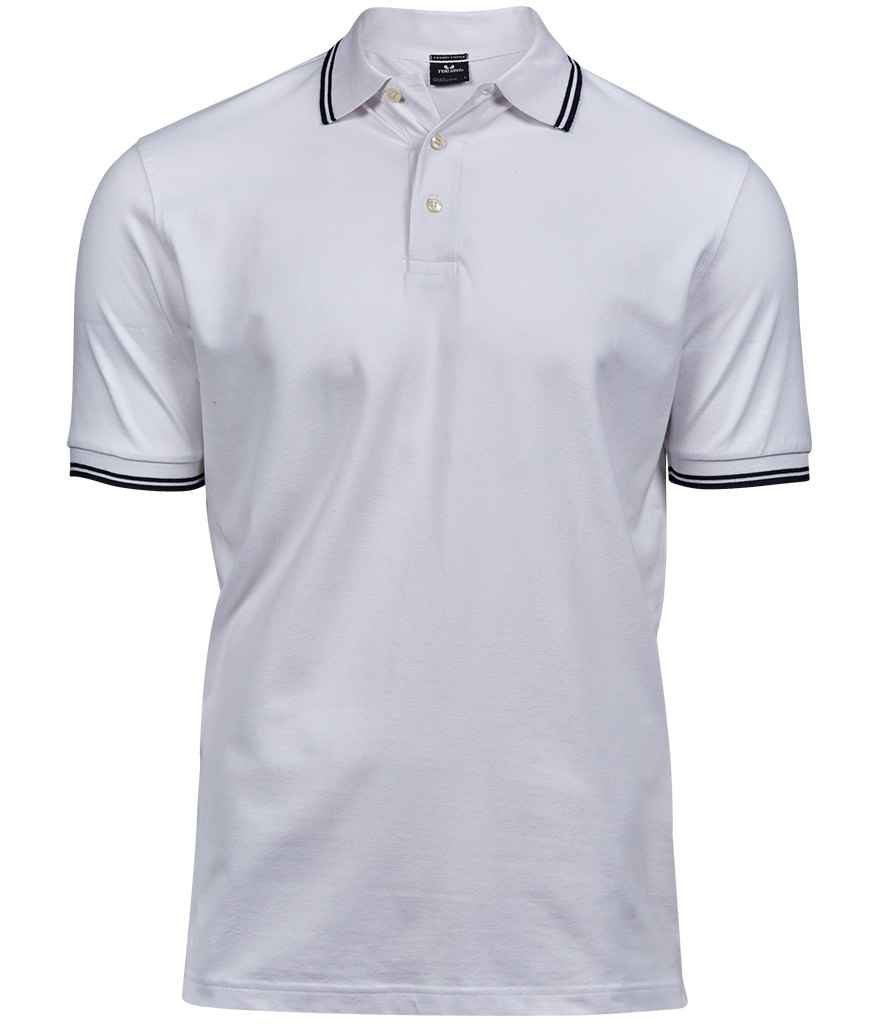 Tee Jays Luxury Stretch Tipped Polo Shirt White/Navy