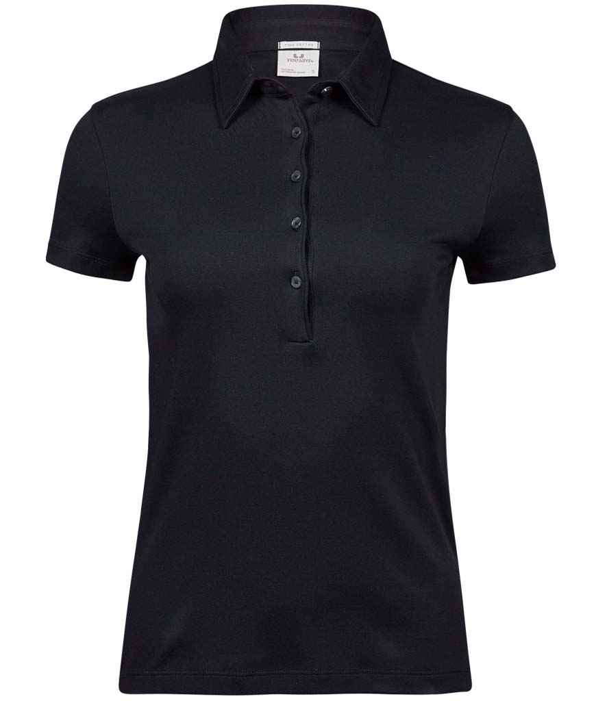 Tee Jays Ladies Pima Cotton Interlock Polo Shirt | Black - Lancashire Teamwear