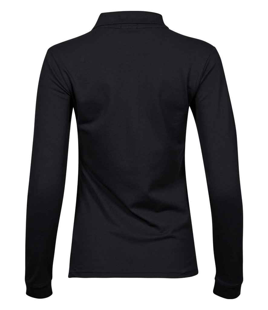 Tee Jays Ladies Luxury Stretch Long Sleeve Polo Shirt | Black - Lancashire Teamwear