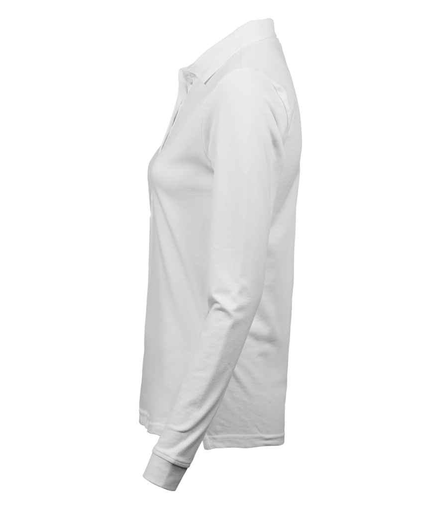 Tee Jays Ladies Luxury Stretch Long Sleeve Polo Shirt | White - Lancashire Teamwear
