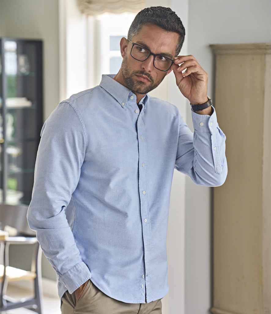 Tee Jays Perfect Long Sleeve Oxford Shirt | Light Blue - Lancashire Teamwear