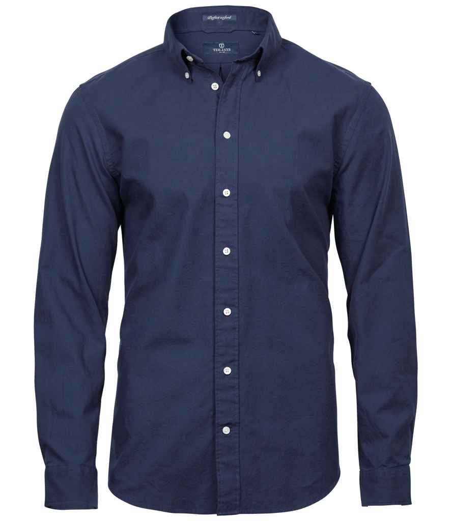 Tee Jays Perfect Long Sleeve Oxford Shirt | Navy - Lancashire Teamwear