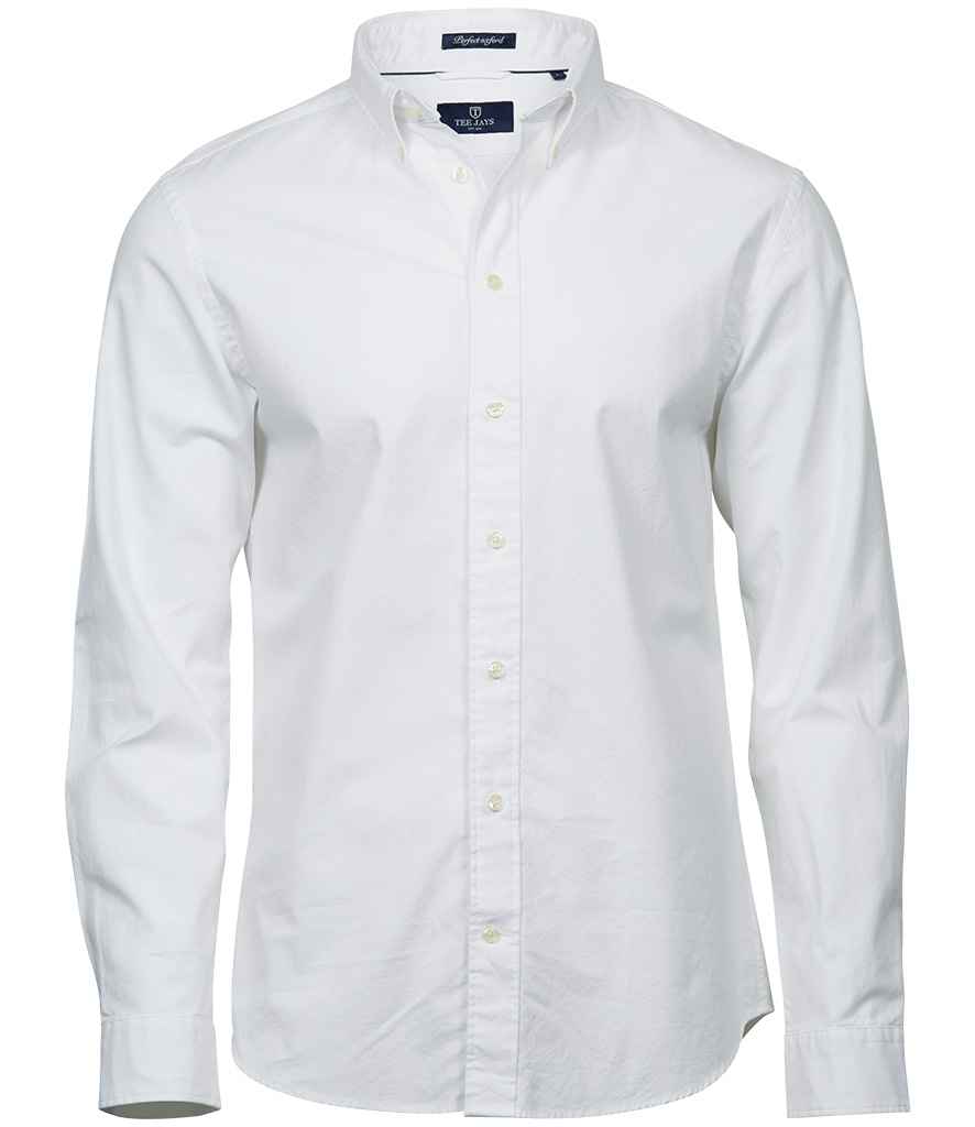 Tee Jays Perfect Long Sleeve Oxford Shirt | White - Lancashire Teamwear