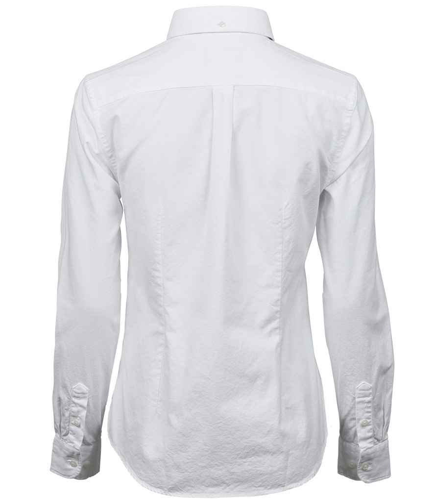 Tee Jays Ladies Perfect Long Sleeve Oxford Shirt | White - Lancashire Teamwear