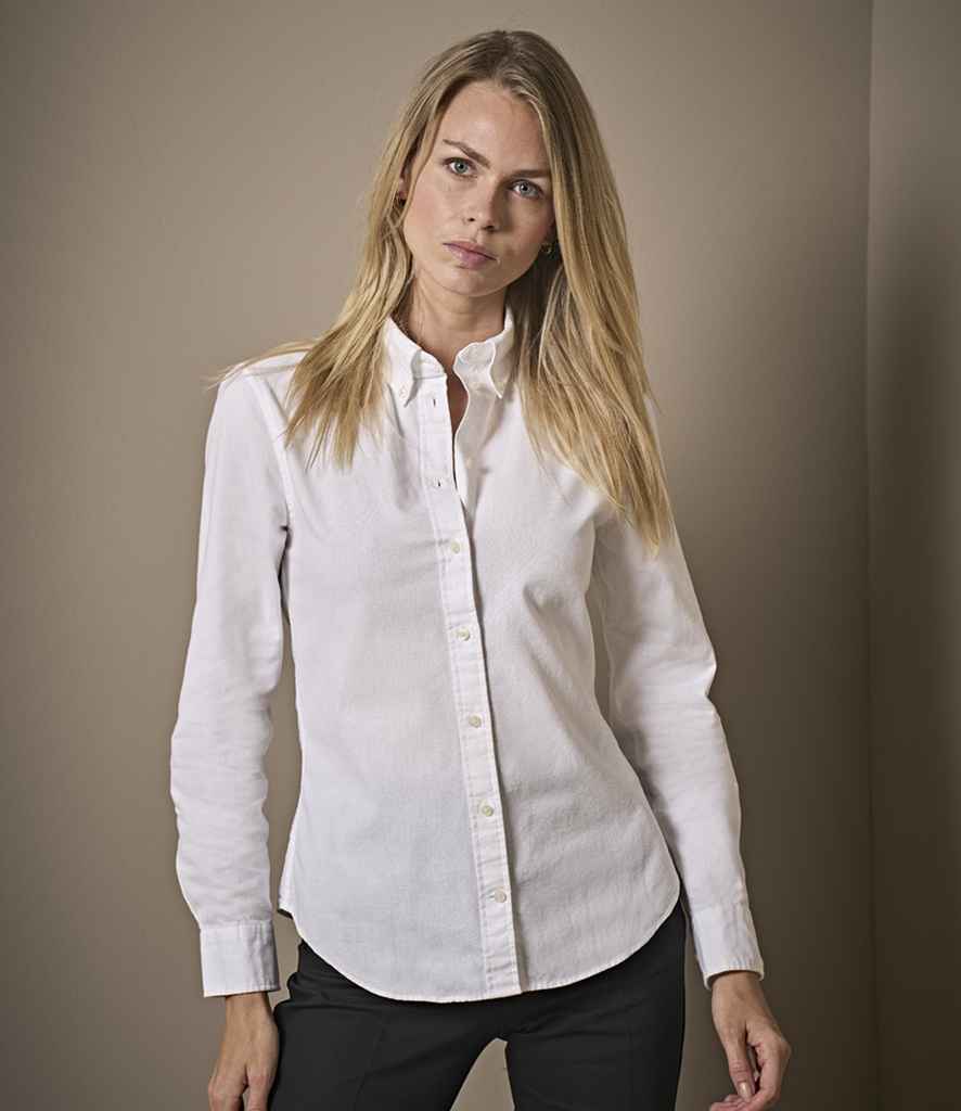 Tee Jays Ladies Perfect Long Sleeve Oxford Shirt | White - Lancashire Teamwear