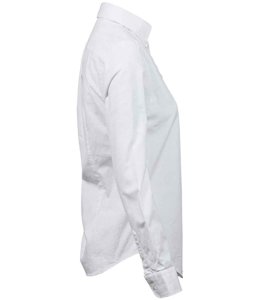 Tee Jays Ladies Perfect Long Sleeve Oxford Shirt | White - Lancashire Teamwear