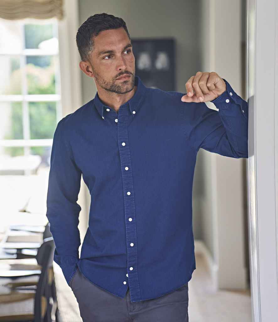 Tee Jays Long Sleeve Casual Twill Shirt | Indigo - Lancashire Teamwear