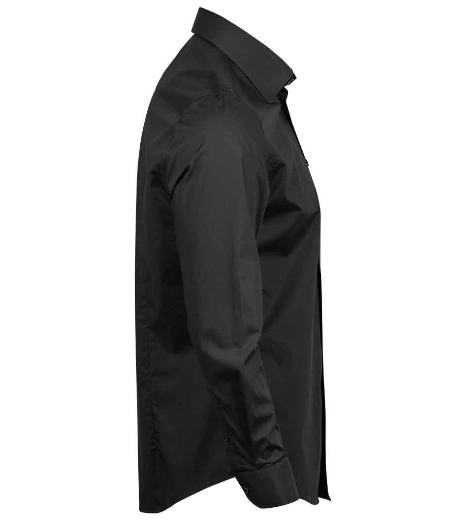 Tee Jays Luxury Stretch Long Sleeve Shirt | Black - Lancashire Teamwear