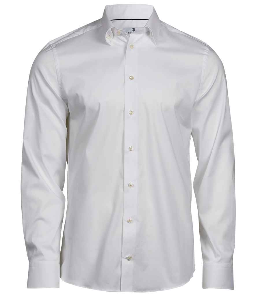 Tee Jays Luxury Stretch Long Sleeve Shirt | White - Lancashire Teamwear
