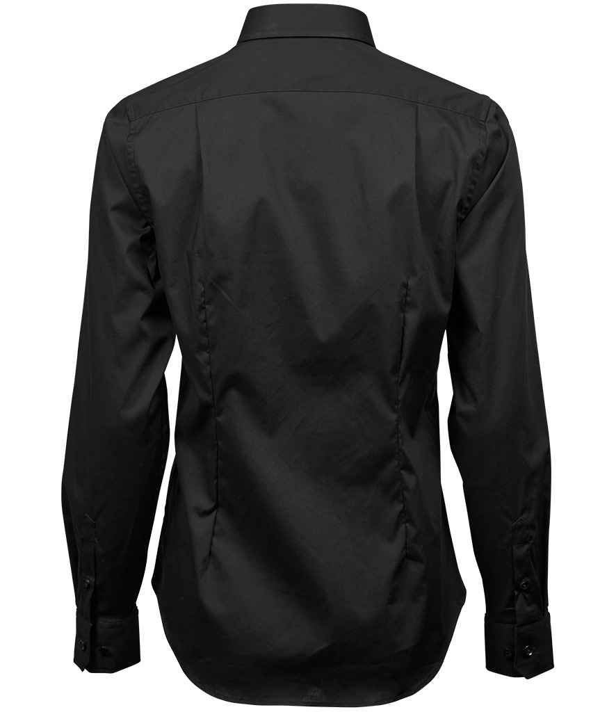 Tee Jays Ladies Stretch Luxury Long Sleeve Poplin Shirt | Black - Lancashire Teamwear