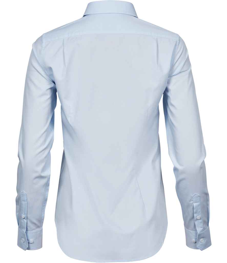 Tee Jays Ladies Stretch Luxury Long Sleeve Poplin Shirt | Light Blue - Lancashire Teamwear