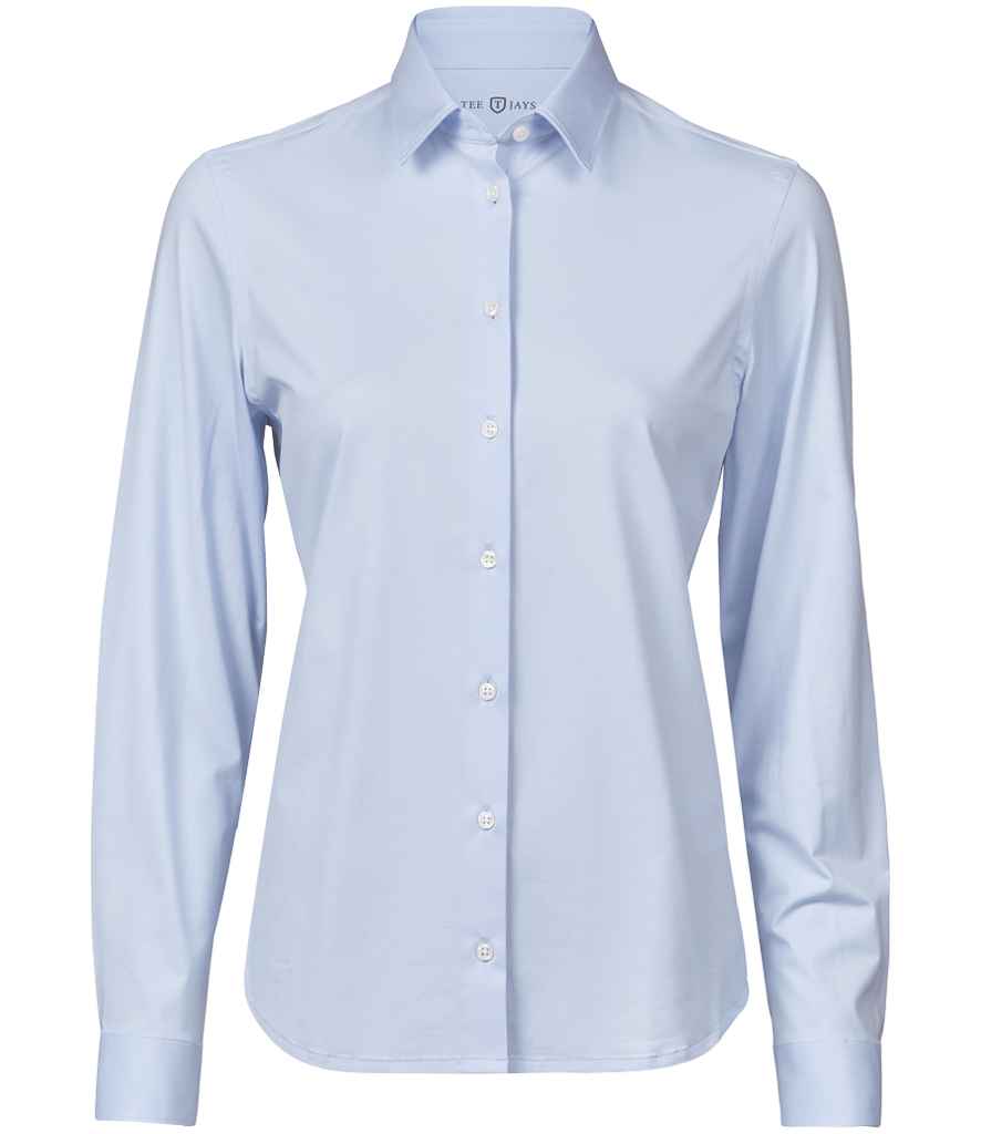 Tee Jays Ladies Active Long Sleeve Stretch Shirt Light Blue