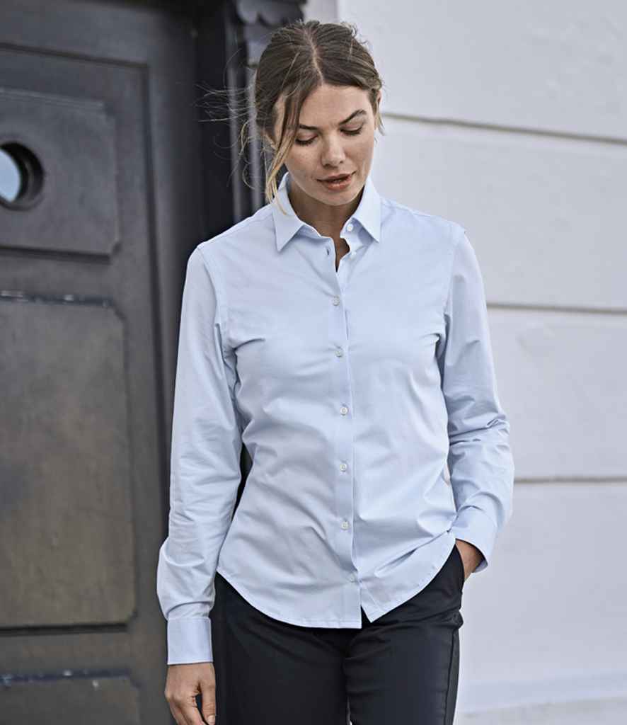 Tee Jays Ladies Active Long Sleeve Stretch Shirt | Light Blue - Lancashire Teamwear