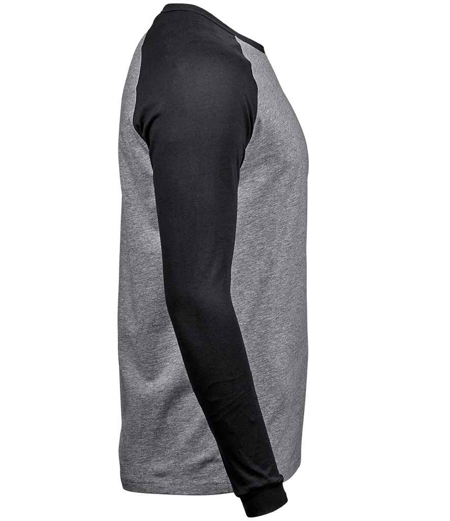 Tee Jays Long Sleeve Baseball T-Shirt | Heather Grey/Black - Lancashire Teamwear