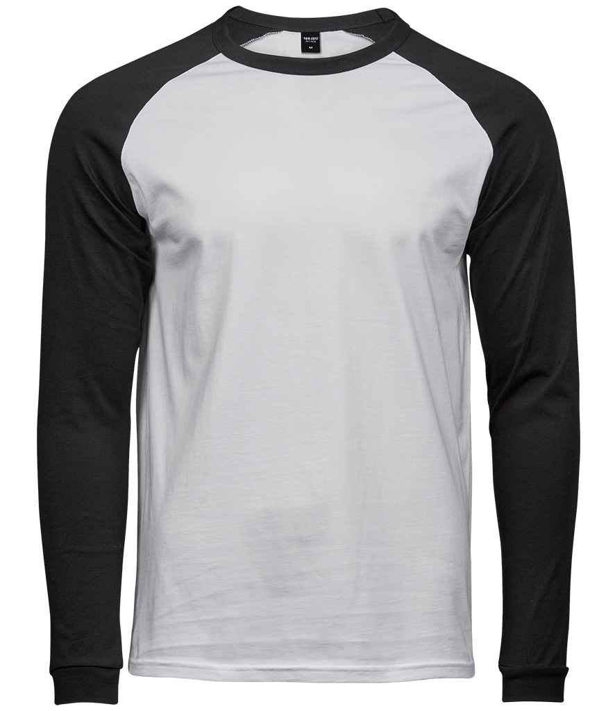 Tee Jays Long Sleeve Baseball T-Shirt | White/Black - Lancashire Teamwear