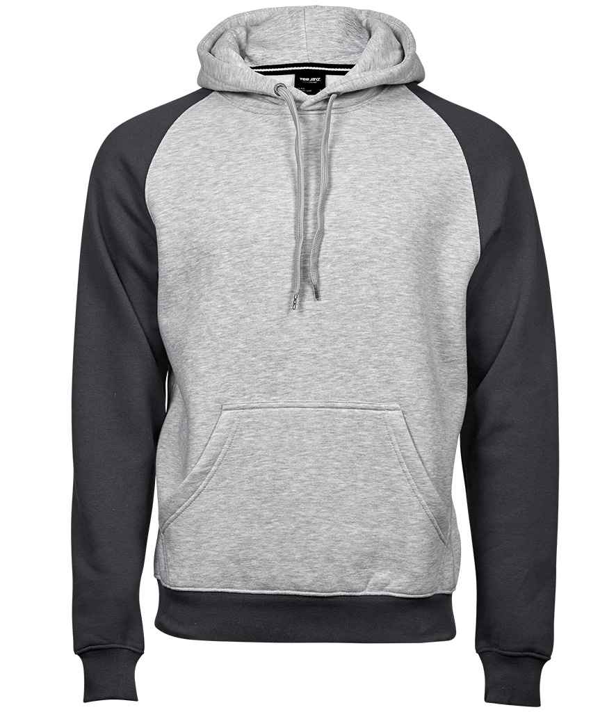 Tee Jays Two Tone Raglan Hooded Sweatshirt Heather Grey/Dark Grey