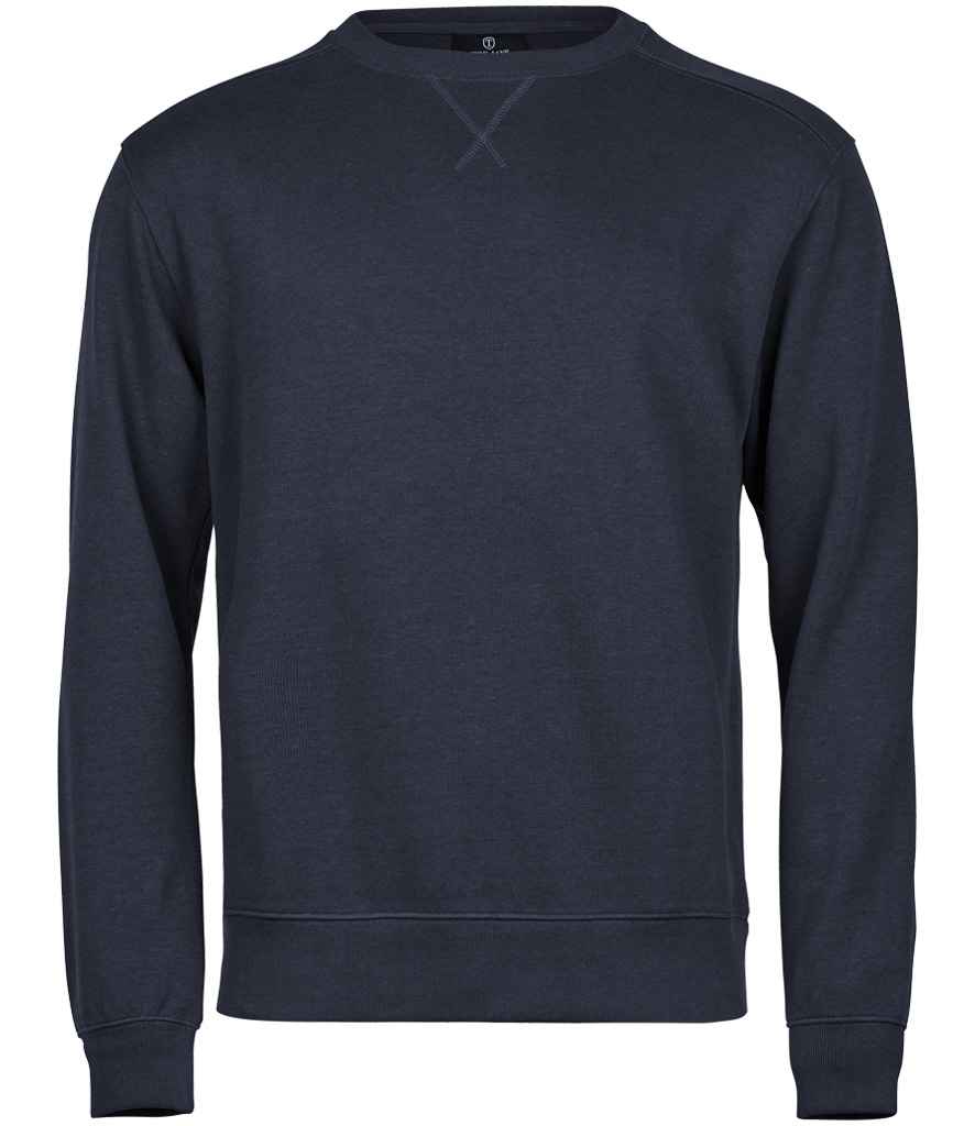 Tee Jays Ribbed Interlock Crew Neck Sweatshirt | Navy - Lancashire Teamwear
