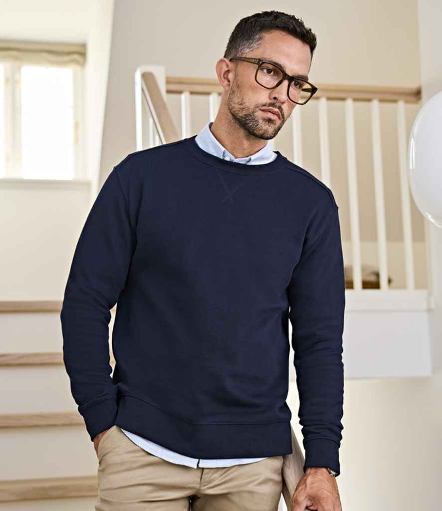 Tee Jays Ribbed Interlock Crew Neck Sweatshirt | Navy - Lancashire Teamwear