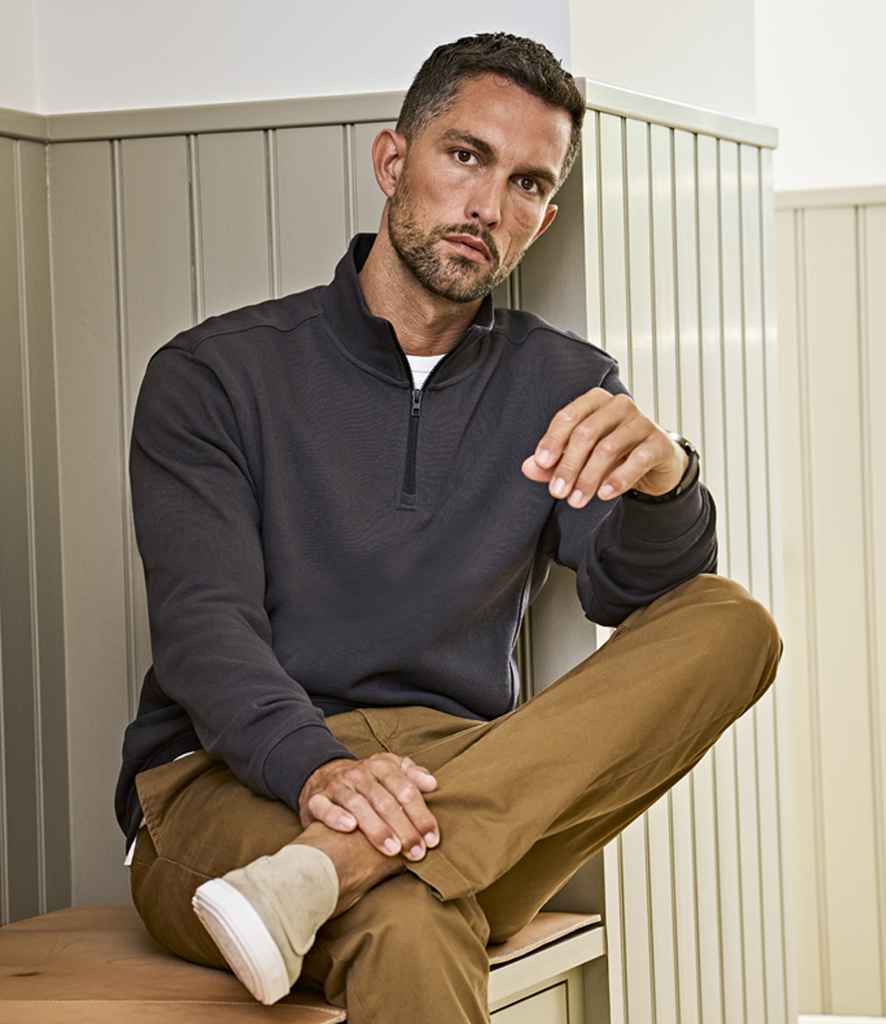 Tee Jays Ribbed Interlock Half Zip Sweatshirt | Dark Grey - Lancashire Teamwear