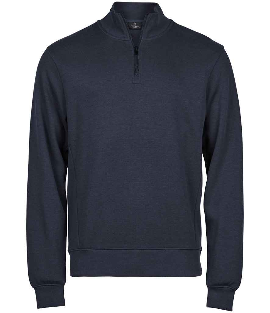 Tee Jays Ribbed Interlock Half Zip Sweatshirt | Navy - Lancashire Teamwear