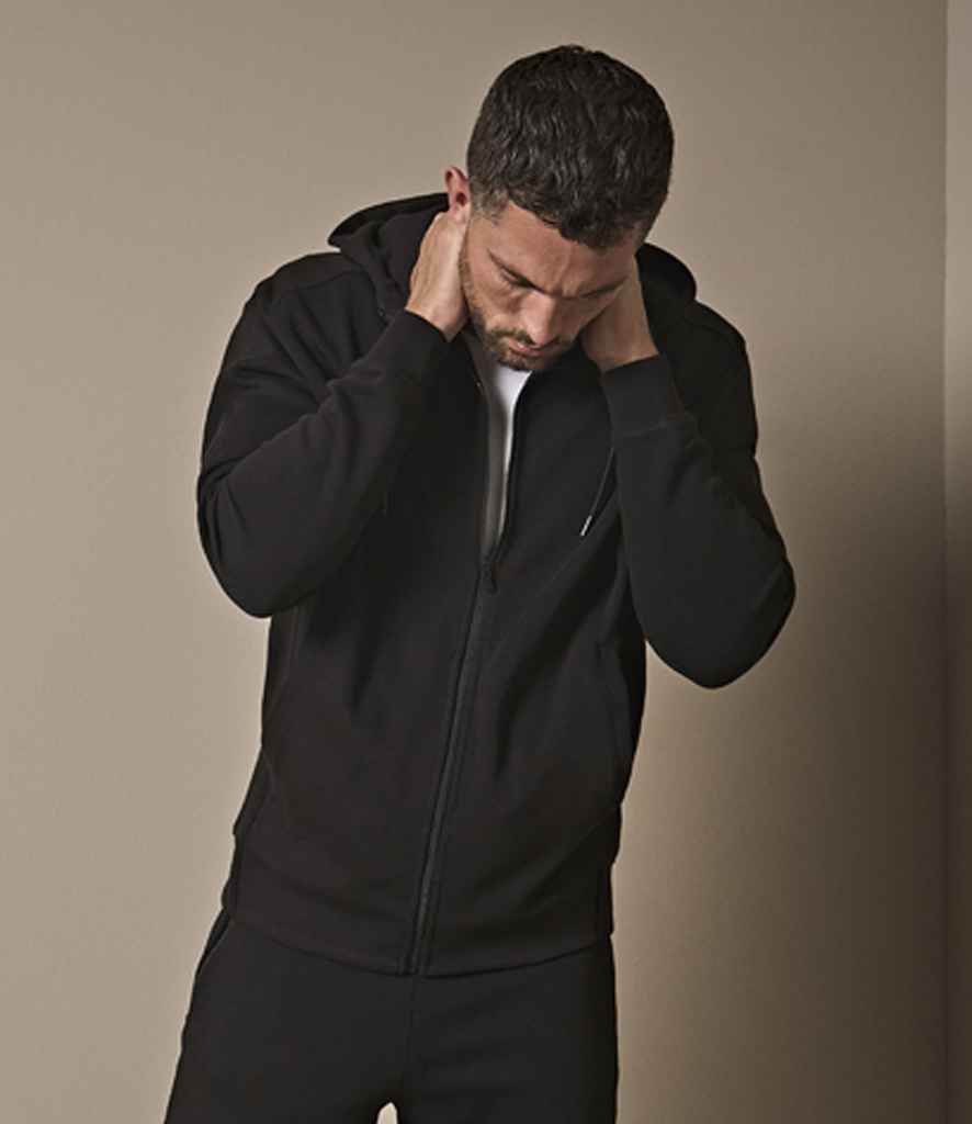 Tee Jays Ribbed Interlock Full Zip Hooded Sweatshirt | Black - Lancashire Teamwear