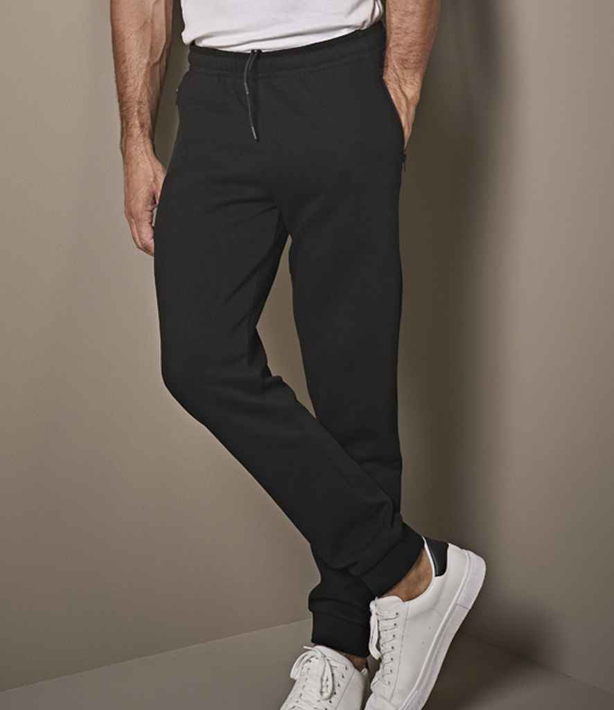 Tee Jays Ribbed Interlock Sweat Pants | Black Trousers - Lancashire Teamwear