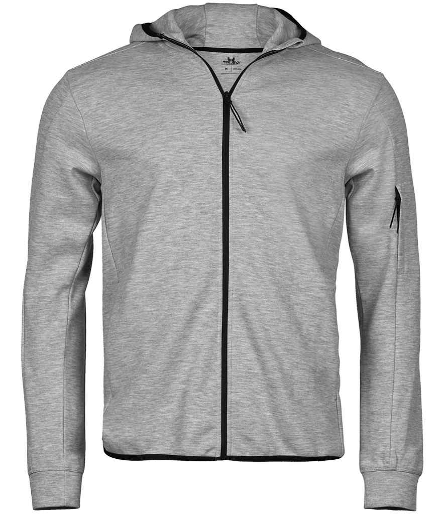 Tee Jays Athletic Hooded Full Zip Sweat Jacket | Heather Grey - Lancashire Teamwear