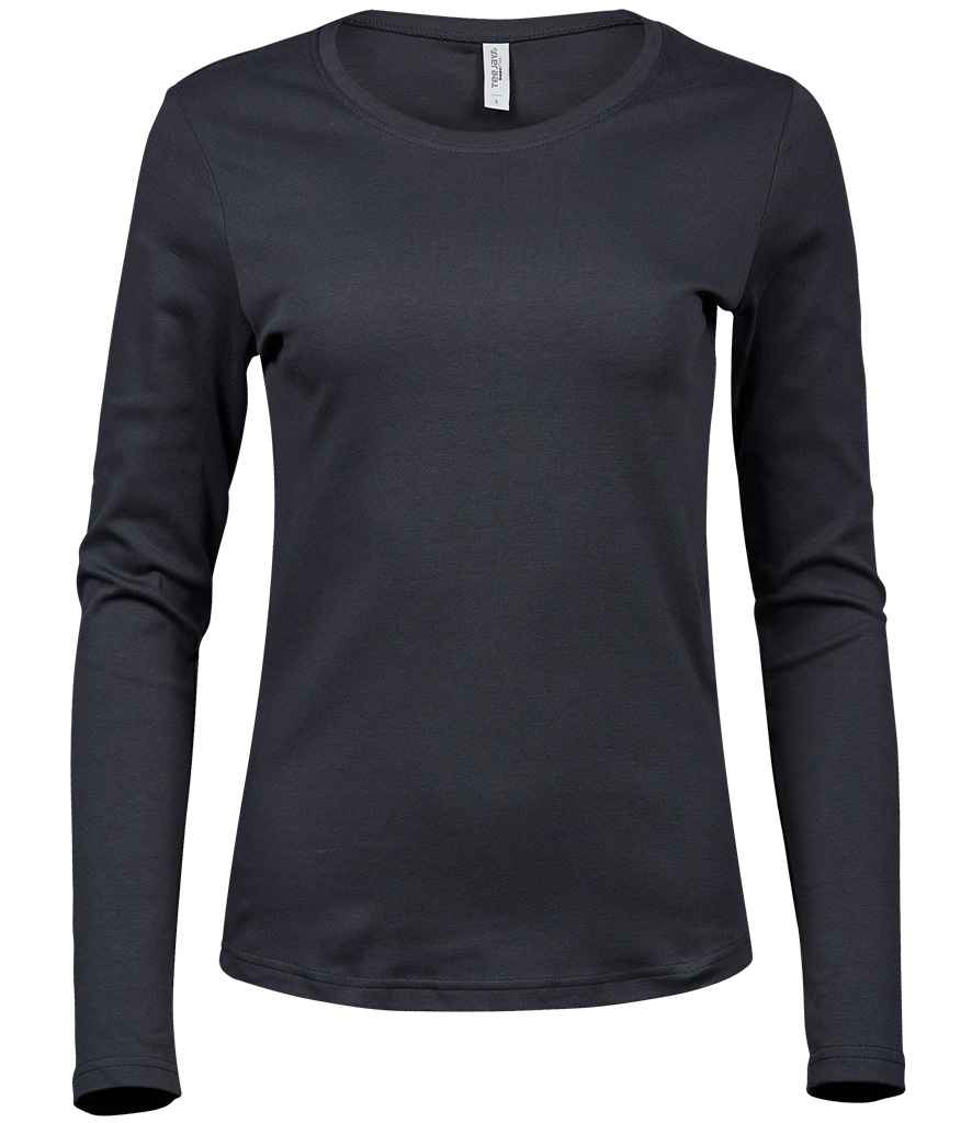 Tee Jays Ladies Long Sleeve Interlock T-Shirt | Dark Grey - Lancashire Teamwear