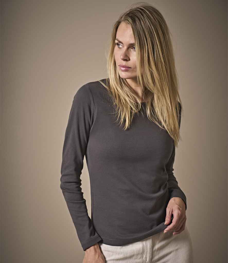 Tee Jays Ladies Long Sleeve Interlock T-Shirt | Dark Grey - Lancashire Teamwear