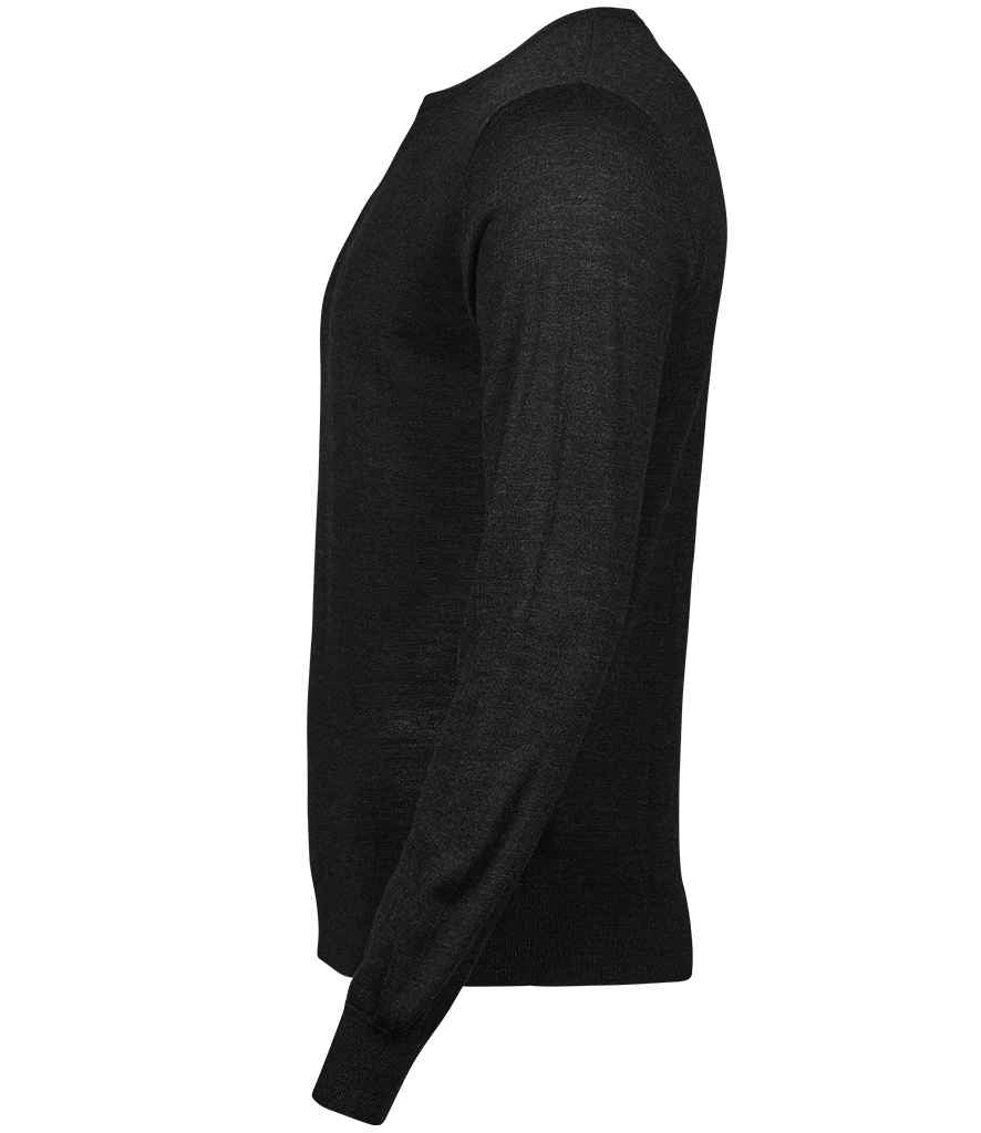 Tee Jays Merino Blend Crew Neck Sweater | Black Jumper - Lancashire Teamwear