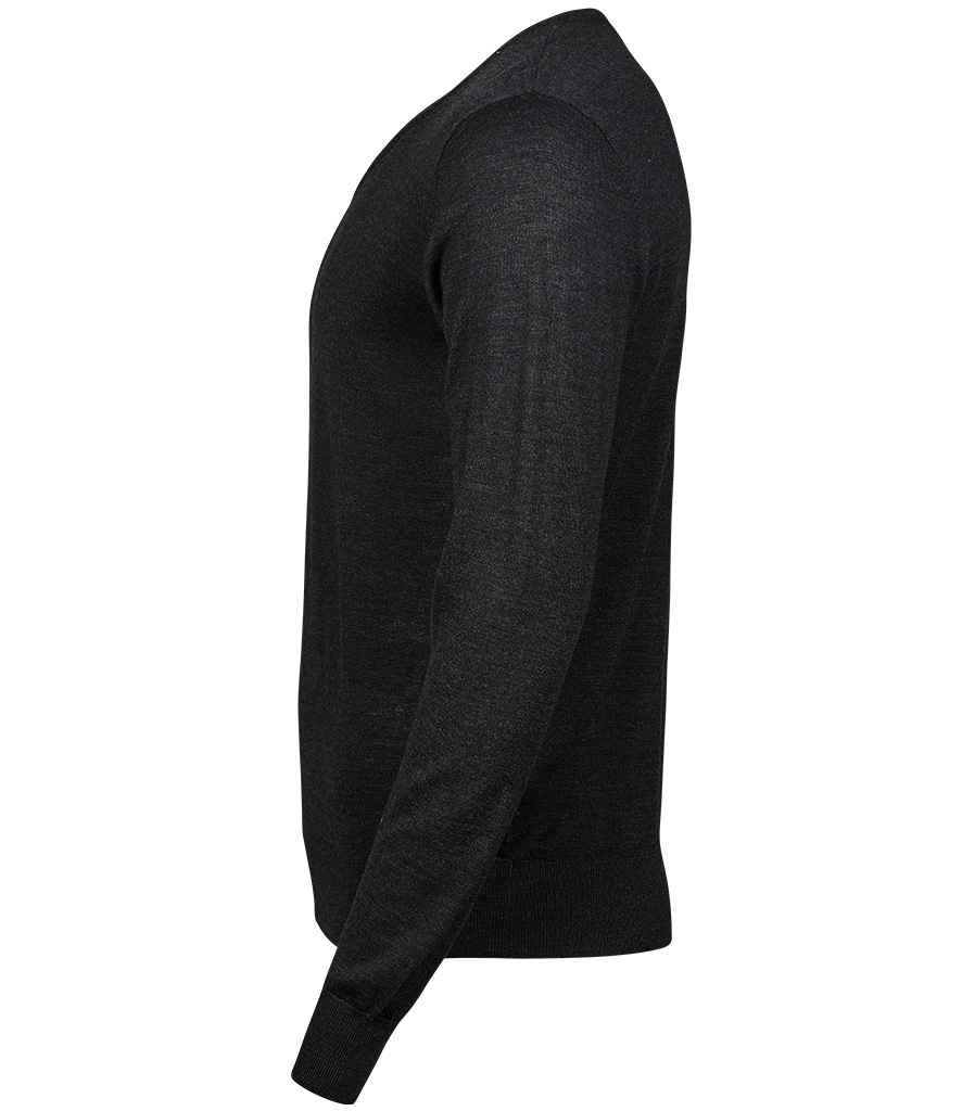 Tee Jays Merino Blend V Neck Sweater | Black Jumper - Lancashire Teamwear