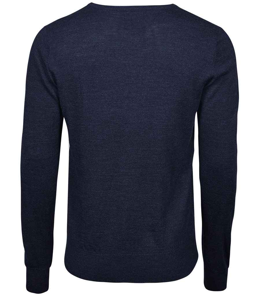 Tee Jays Merino Blend V Neck Sweater | Navy Jumper - Lancashire Teamwear