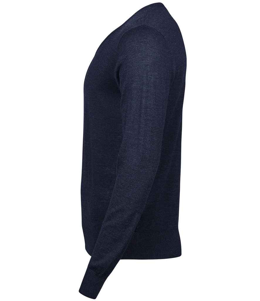 Tee Jays Merino Blend V Neck Sweater | Navy Jumper - Lancashire Teamwear