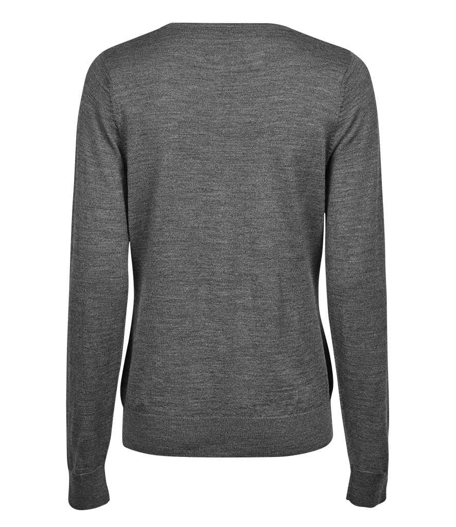 Tee Jays Ladies Crew Neck Sweater | Grey Melange Jumper - Lancashire Teamwear