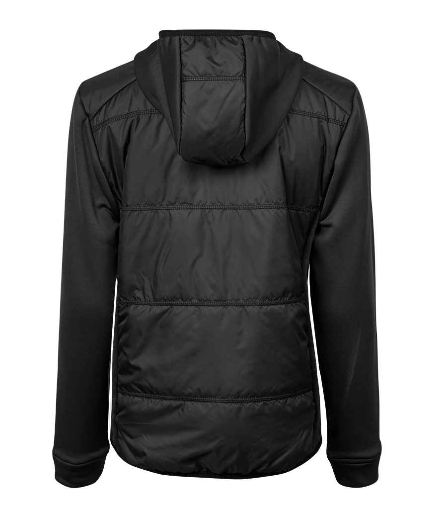 Tee Jays Ladies Hybrid-Stretch Hooded Jacket | Black/Black - Lancashire Teamwear