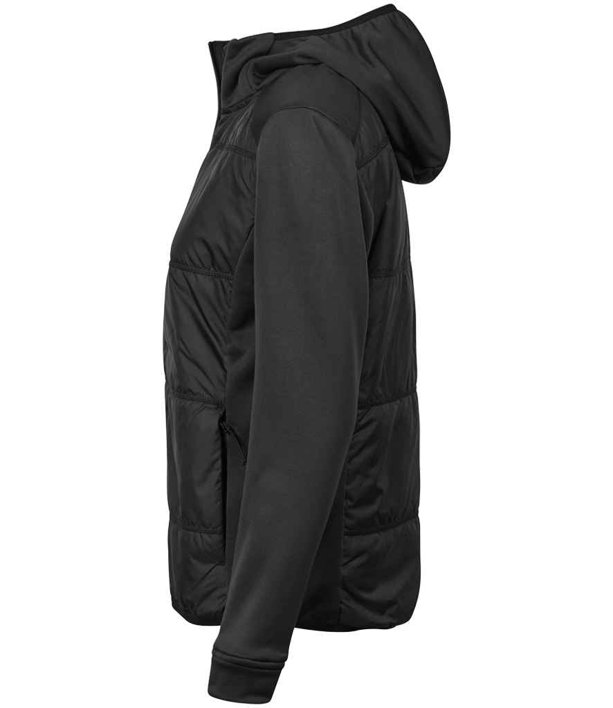 Tee Jays Ladies Hybrid-Stretch Hooded Jacket | Black/Black - Lancashire Teamwear