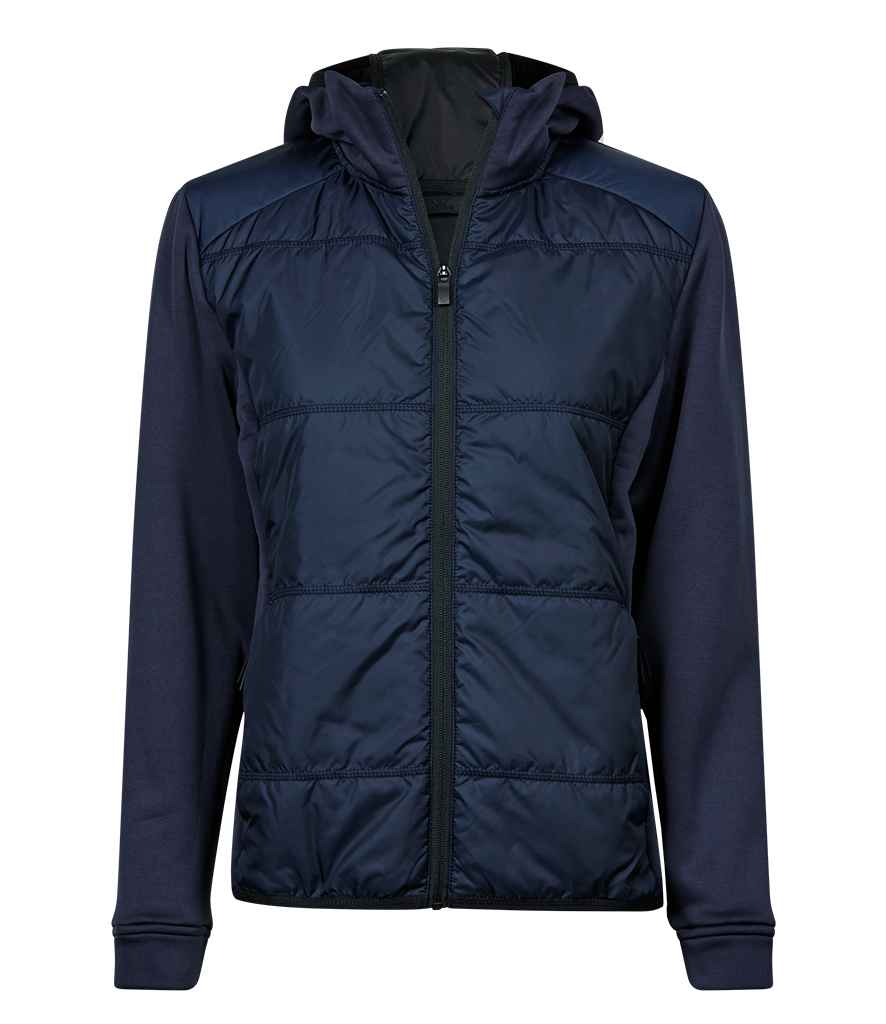 Tee Jays Ladies Hybrid-Stretch Hooded Jacket | Navy/Navy - Lancashire Teamwear
