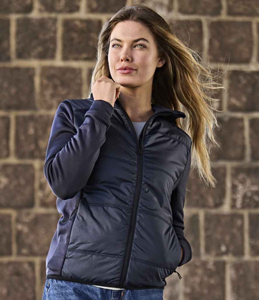 Tee Jays Ladies Hybrid-Stretch Hooded Jacket | Navy/Navy - Lancashire Teamwear