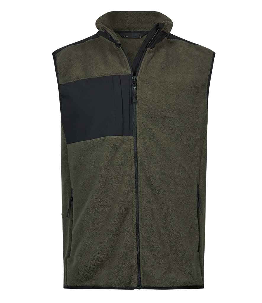 Tee Jays Mountain Fleece Bodywarmer | Deep Green/Black Gilet - Lancashire Teamwear