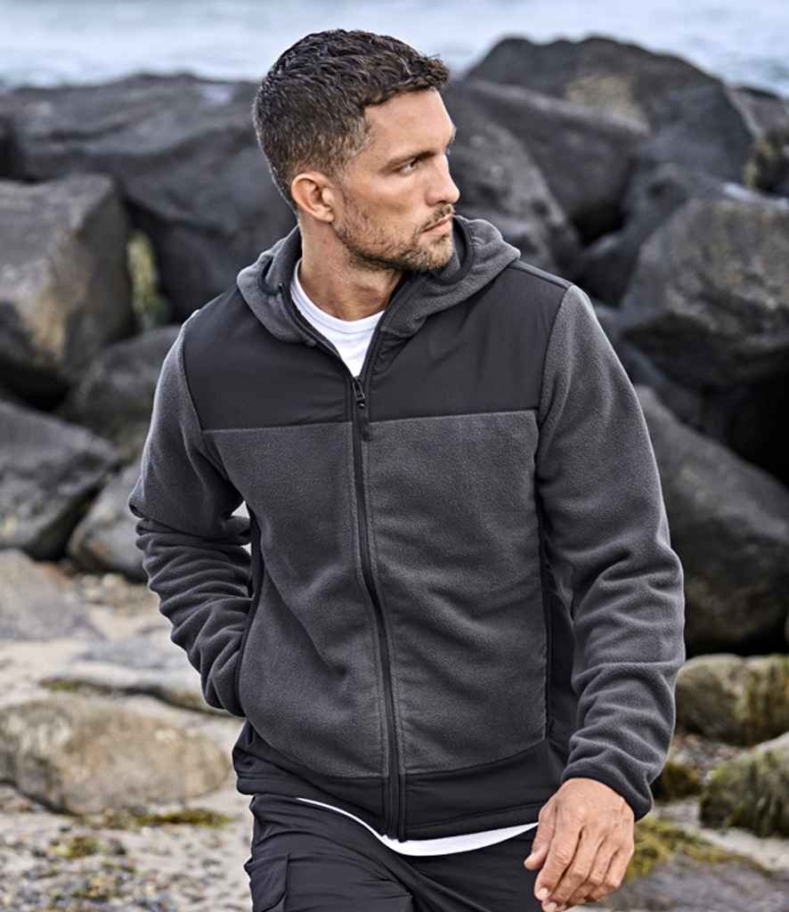 Tee Jays Mountain Hooded Fleece Jacket | Asphalt/Black - Lancashire Teamwear