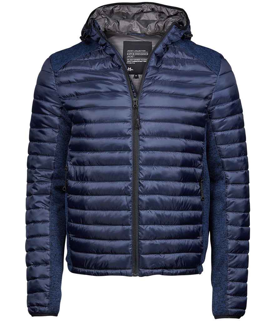 Tee Jays Crossover Hooded Padded Outdoor Jacket Navy/Navy Melange