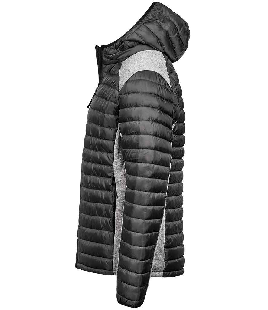 Tee Jays Crossover Hooded Padded Outdoor Jacket | Space Grey/Grey Melange - Lancashire Teamwear