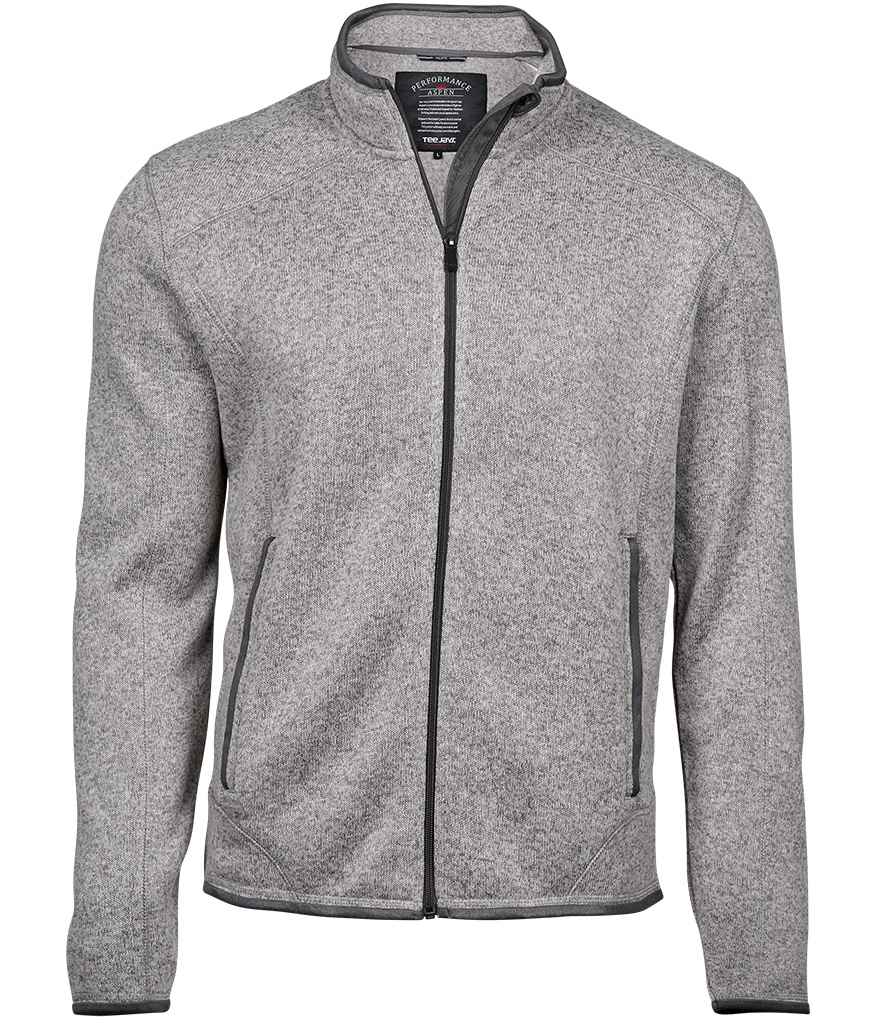 Tee Jays Knitted Outdoor Fleece Jacket | Grey Melange - Lancashire Teamwear