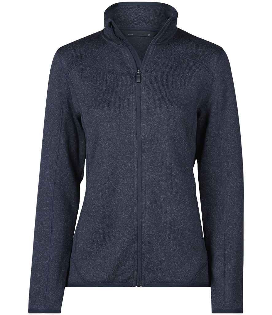 Tee Jays Ladies Knitted Outdoor Fleece Jacket | Navy Melange - Lancashire Teamwear