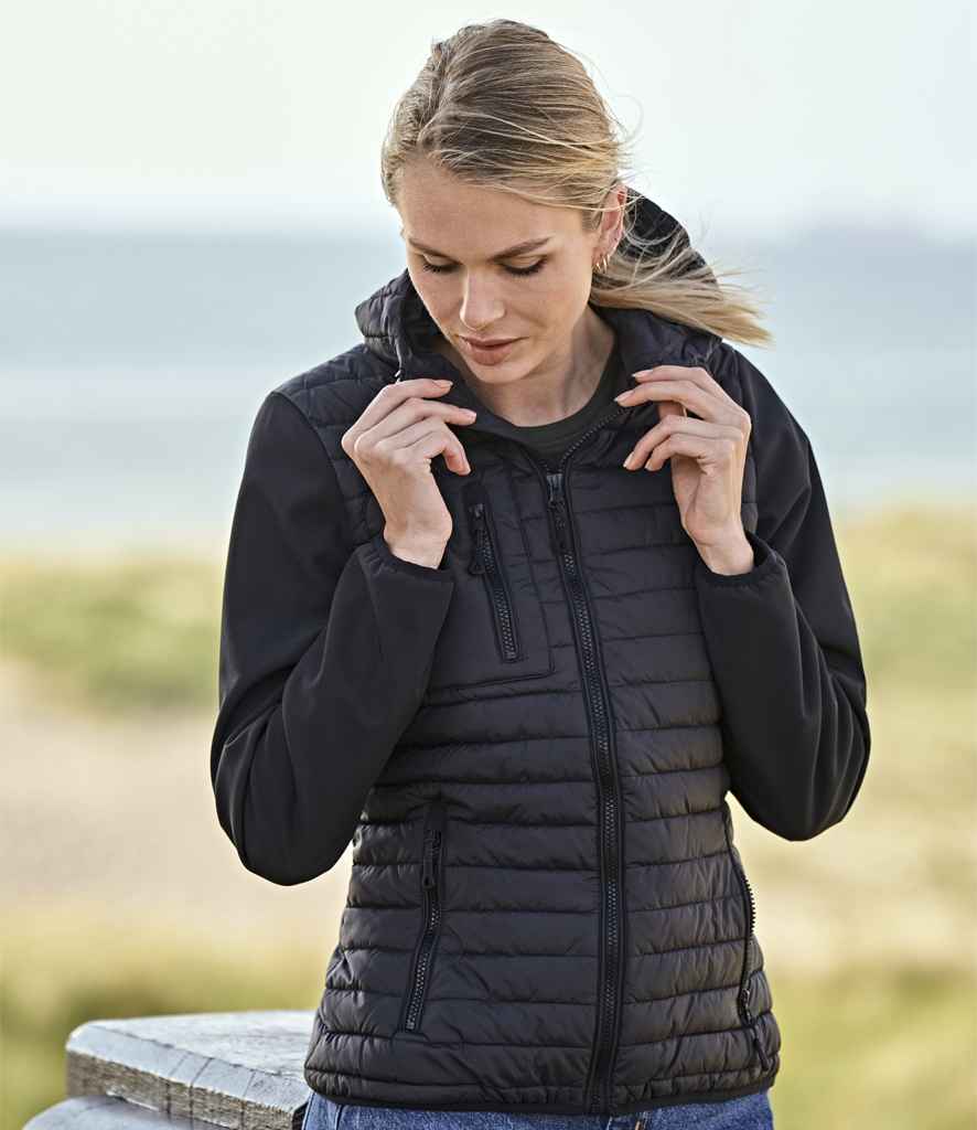 Tee Jays Ladies Crossover Hooded Jacket | Black/Black - Lancashire Teamwear