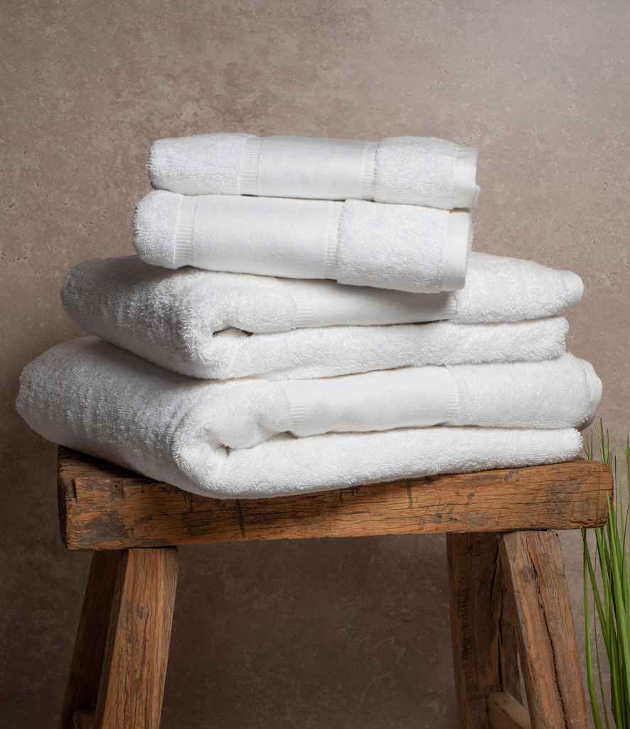 Towel City Organic Printable Border Guest Towel White