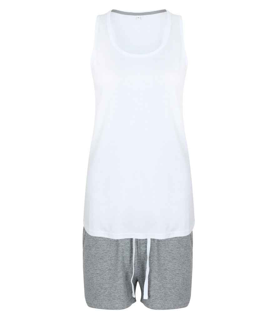 Towel City Short PJ's in a Bag | White/Heather Grey Pyjamas - Lancashire Teamwear