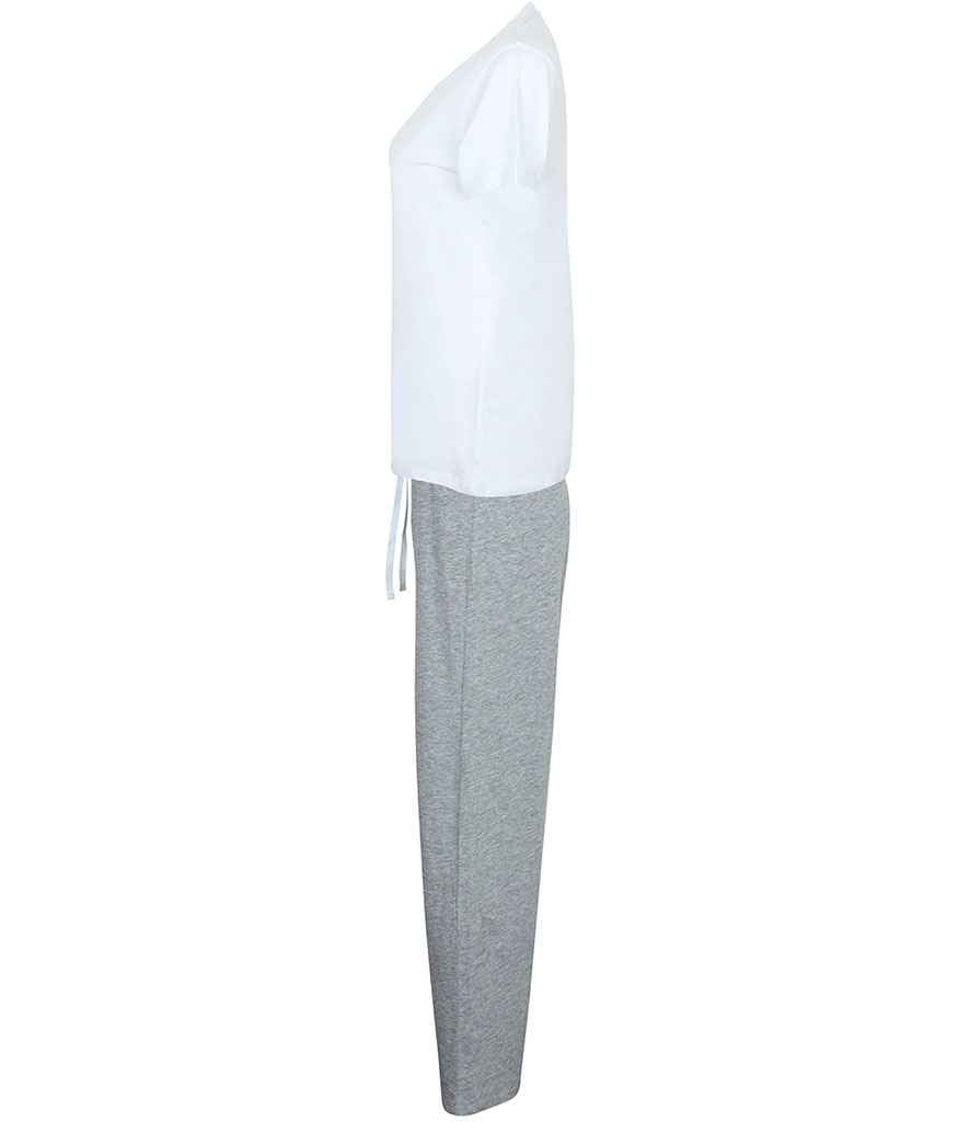 Towel City Long PJ's in a Bag | White/Heather Grey Pyjamas - Lancashire Teamwear