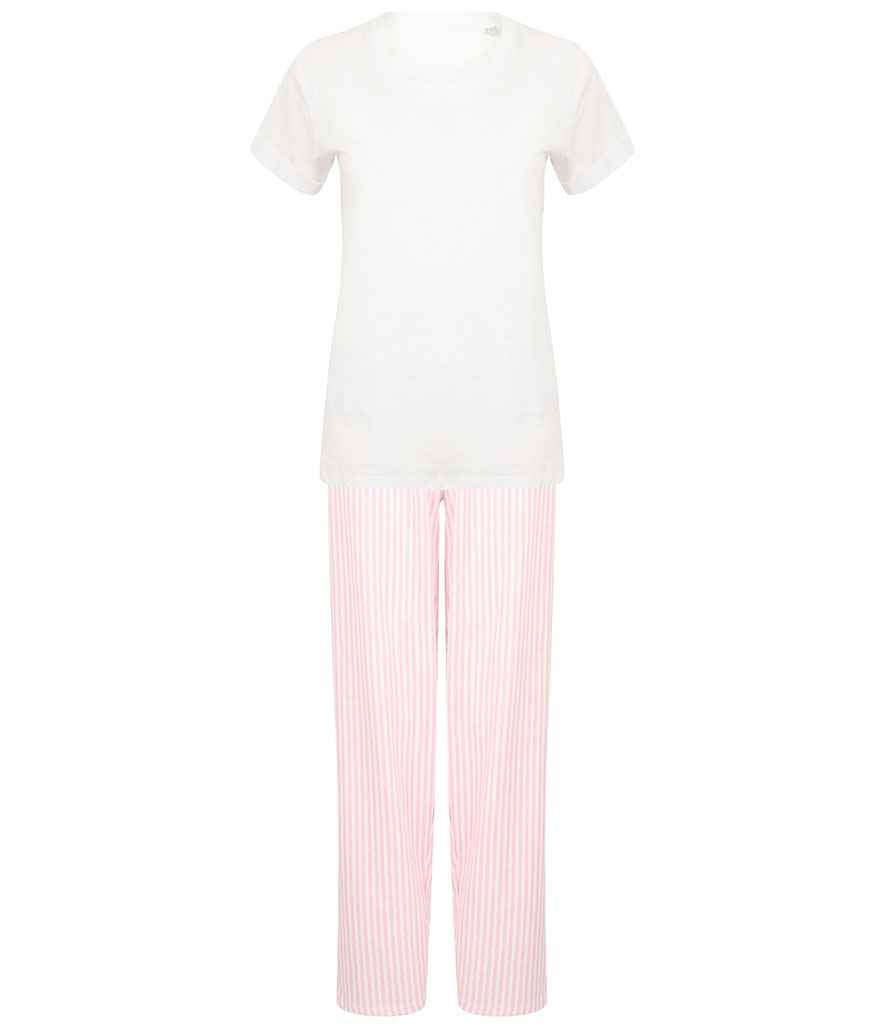 Towel City Long PJ's in a Bag | White/Pink Pyjamas - Lancashire Teamwear